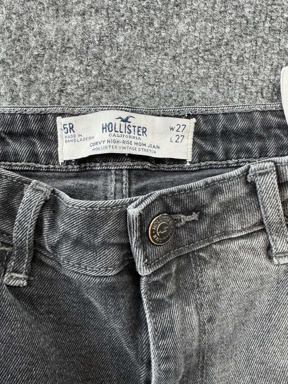 Hollister Jeans Juniors 5R Gray Charcoal Wash Curvy High Rise Mom Denim Pants